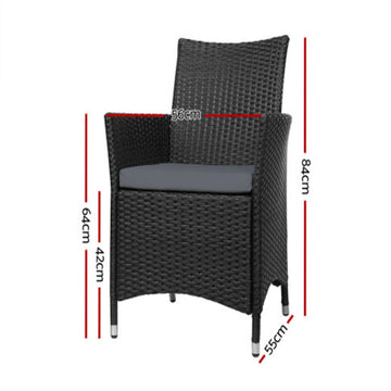 Gardeon Outdoor Dining Chairs Patio Furniture Wicker Garden Cushion Idris 2PC
